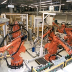 robots in production facility